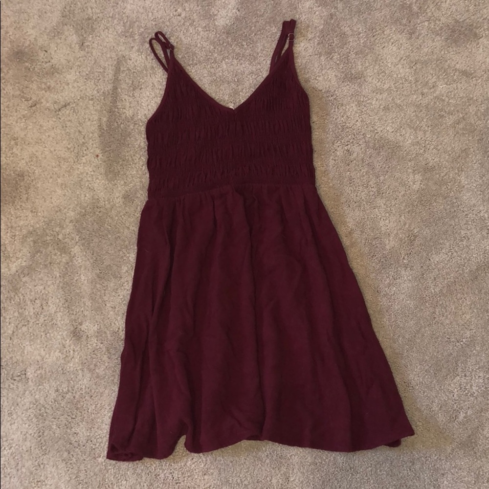 A maroon dress